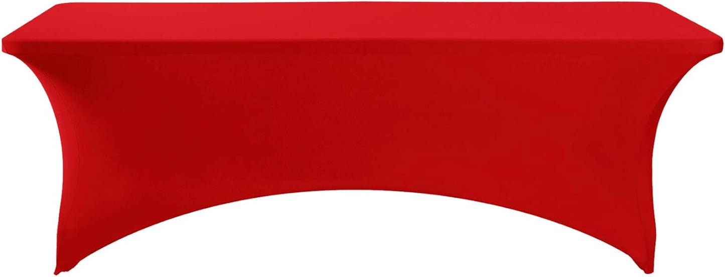 2Pack Spandex Table Cover for 6Ft or 4fT or 8ft Table Universal Fitted Stretch Tablecloth for Party, Banquet, Wedding and Events-Red