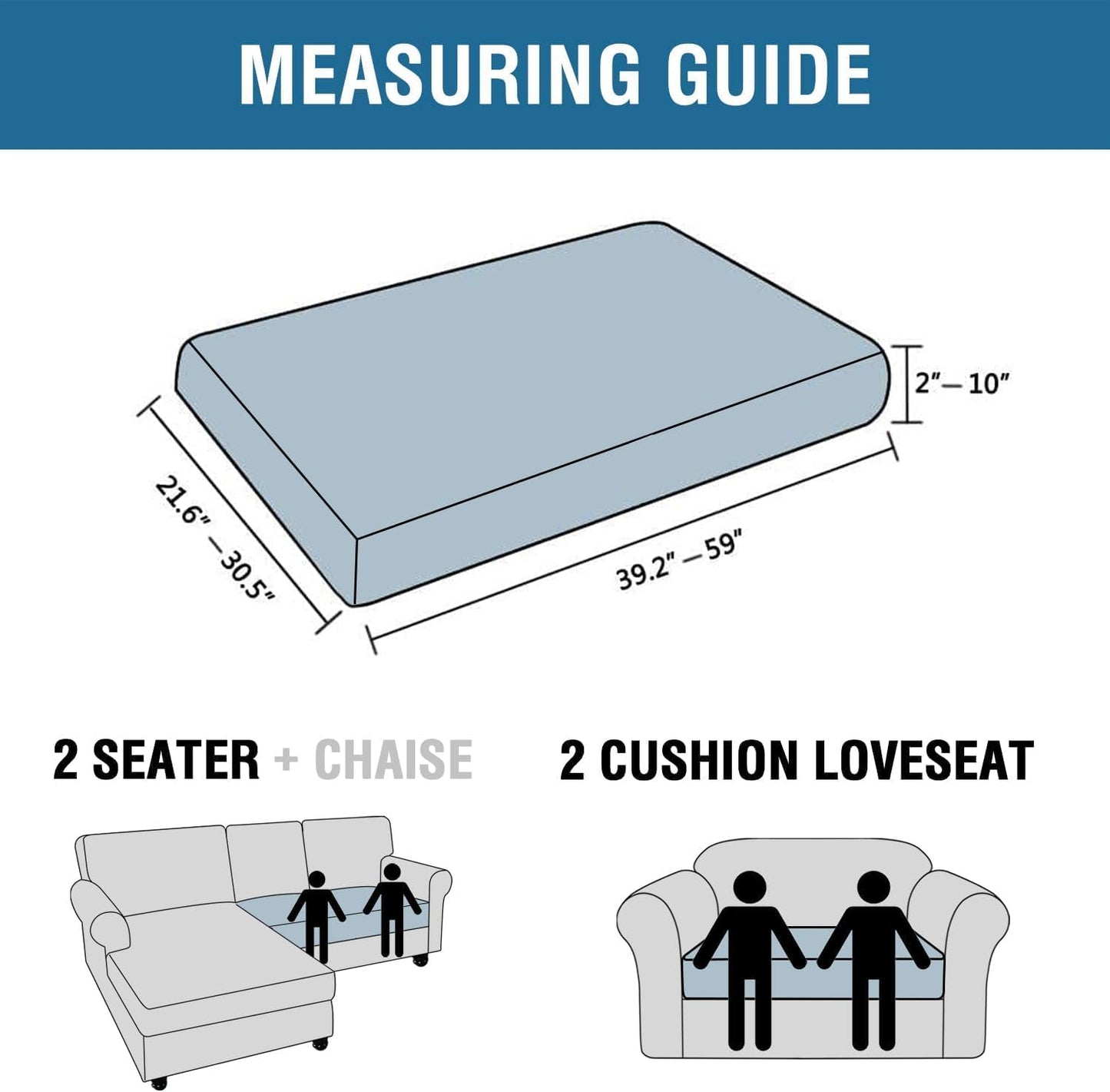 H.VERSAILTEX Super Stretch Individual Seat Cushion Covers Sofa Covers Couch Cushion Covers Slipcover Sets Thick Jacquard Textured Twill Fabric (1 Piece Loveseat Cushion Cover, Loden Frost)