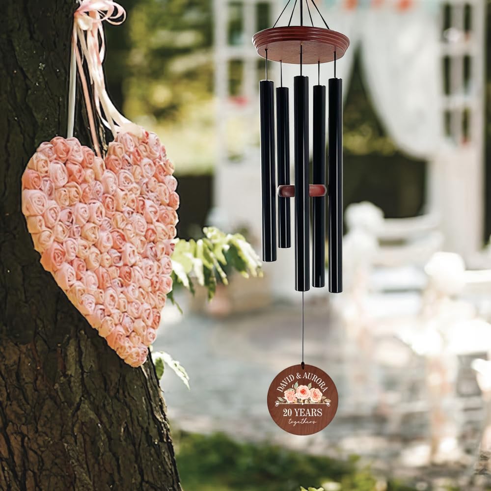 ASTARIN Personalized 20th 50th Anniversary Wind Chime, Happy Anniversary Wedding Valentine's Day Gift for Wife Husband Men Women Sister, Golden Anniversary Keepsake Decorations for Parents Couples