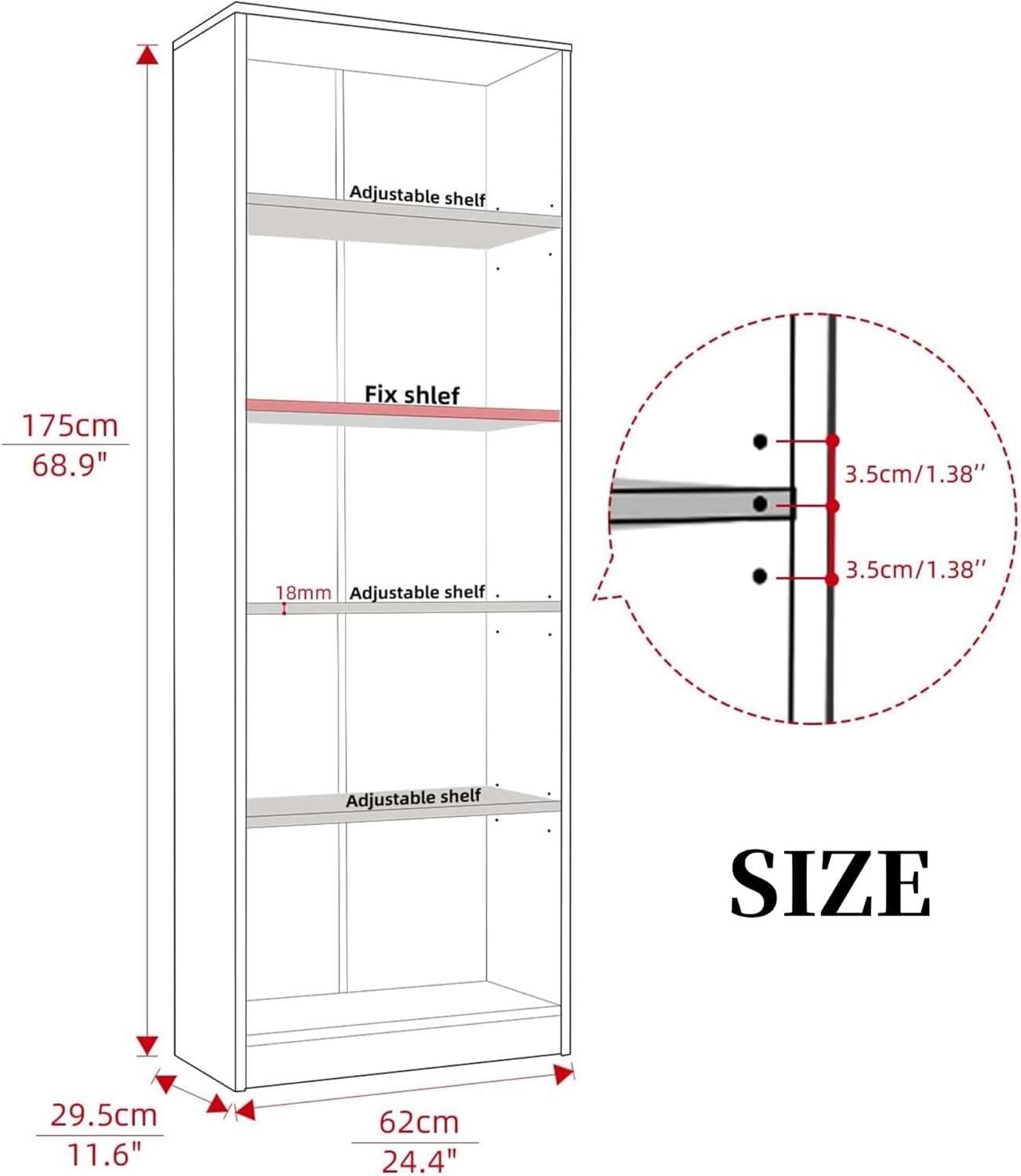 Bookshelf, Open Modern Bookshelf, 5 Shelf Bookcase with Freestanding Display Storage, Wooden Book Shelf for Bedroom, Living Room, Dinning Room, Office,Brown