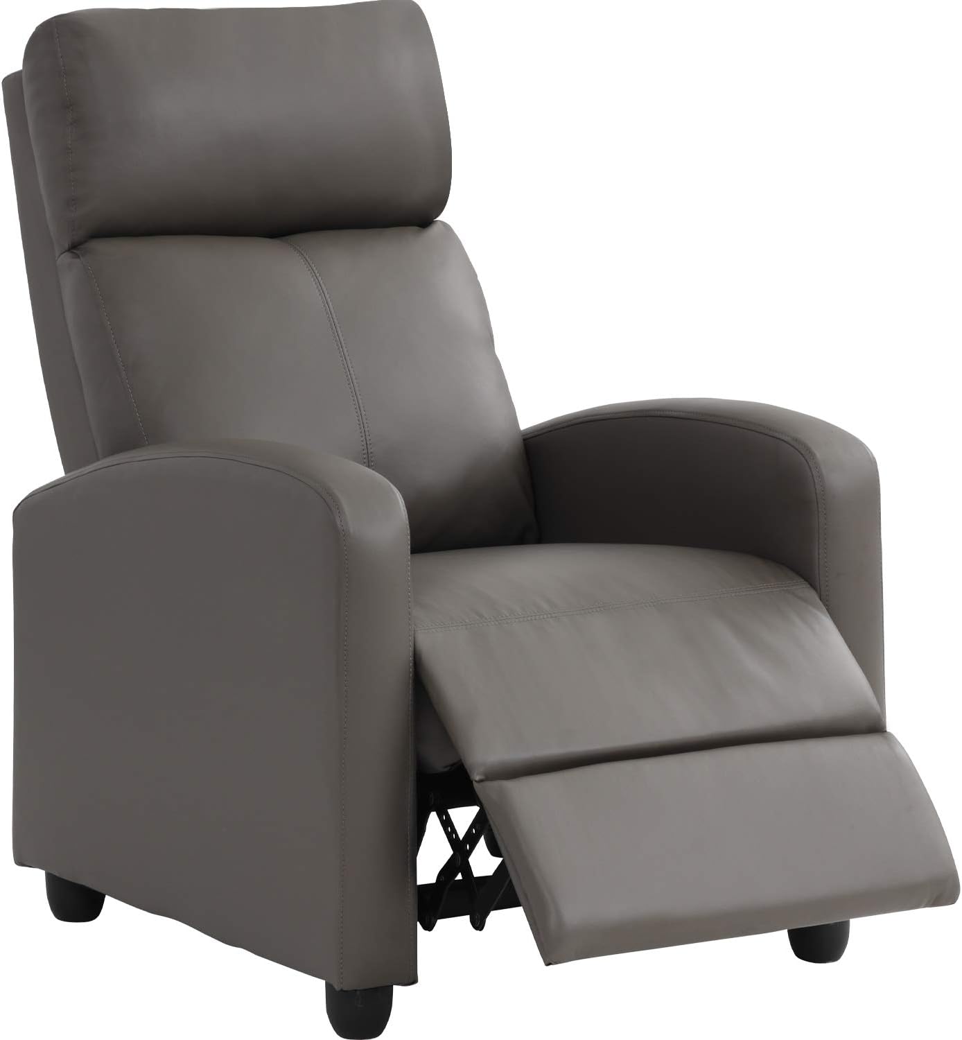 BestMassage | Recliner Chair | No Massage Function | Pu Grey | with Lumbar Support, Adjustable Push Back, Wide Armrests, Footrest & Padded Seat | Easy Assembly | for Living Room, Home Theatre