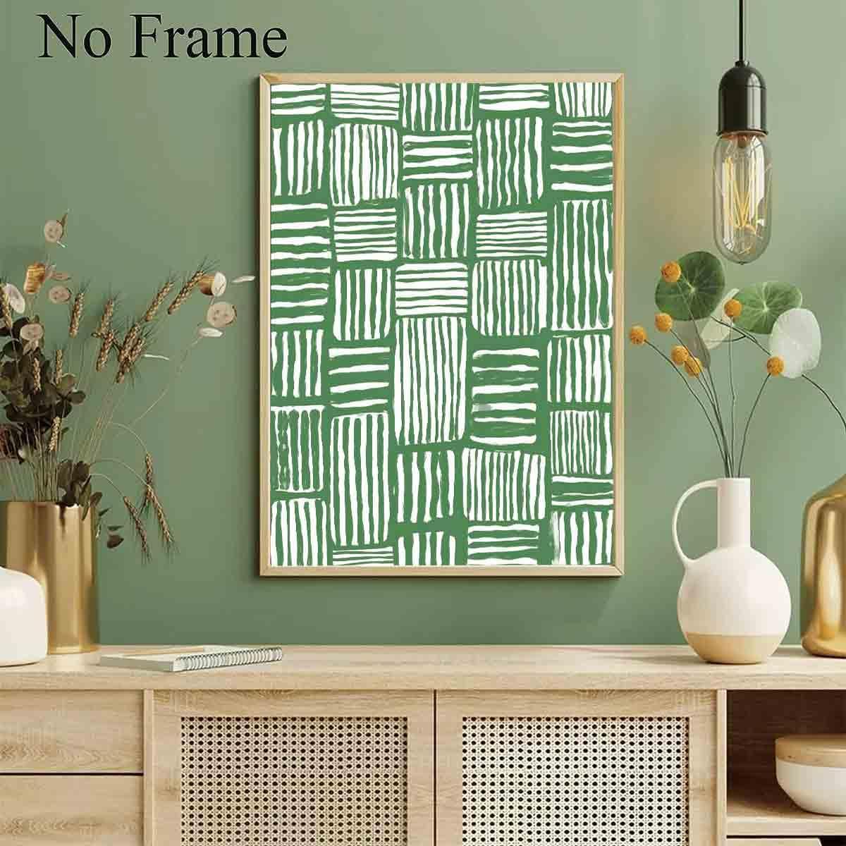 Green White Line Wall Art Abstract Lines Boho Minimalist Line Wall Art Mid Century Boho Print Sage Green Pictures Neutral Painting Abstract Modern Minimalist Living Room Decor 16x24inch No Frame