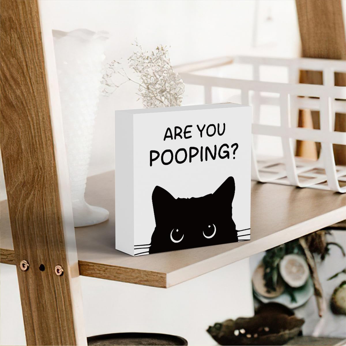 Funny Bathroom Decor Are You Pooping Cat Sign Funny Bathroom Toilet Table Decoration Funny Cat Gifts Bathroom Wall Decor Cat Gifts for Women Gifts for Cat Lovers, Funny Bathroom Wooden Box Sign Decor