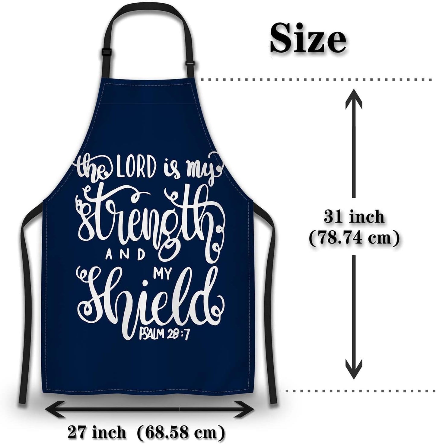Baking Apron for Men the Lord Is My Strength and My Shield Bible Verse Modern Cute Aprons for Men for Kitchen Cooking Restaurant BBQ Painting Crafting 27” (W) x 31” (H), Waterproof Aprons