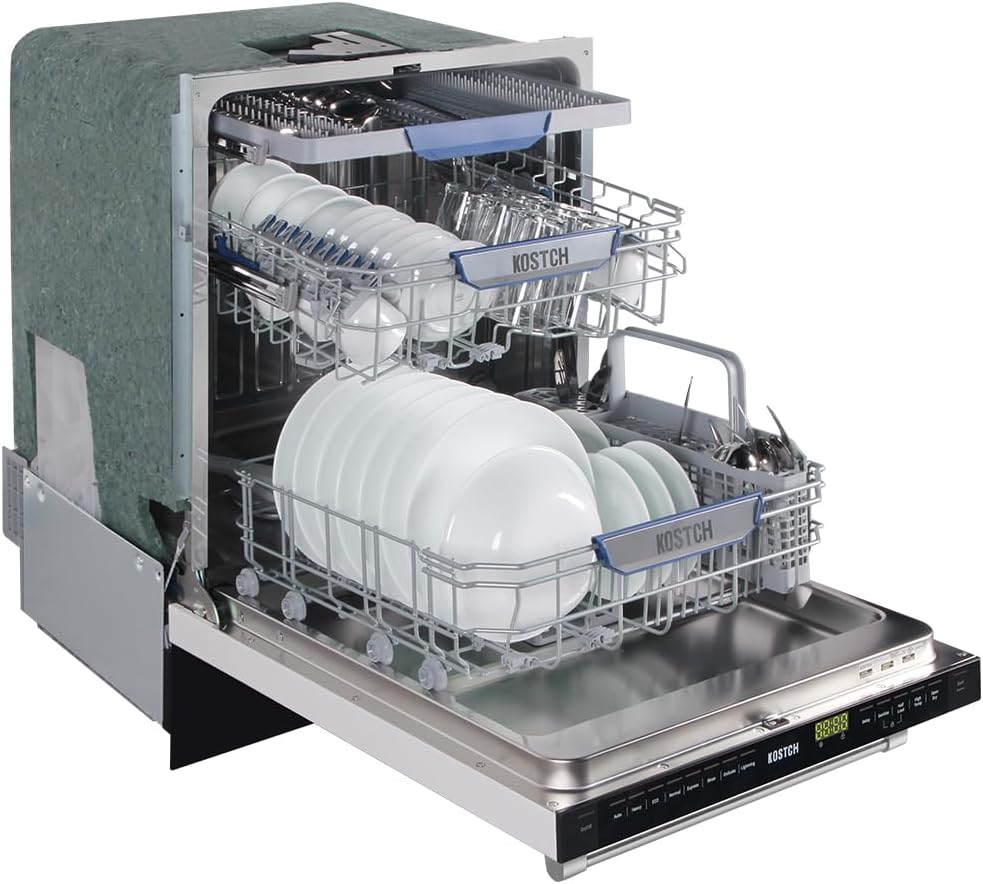 Large Capacity 24 inch Top Control Built-In Dishwasher with Third Rack – ENERGY STAR Certified, 47-dBA Ultra-Quiet, Stainless Steel (White)