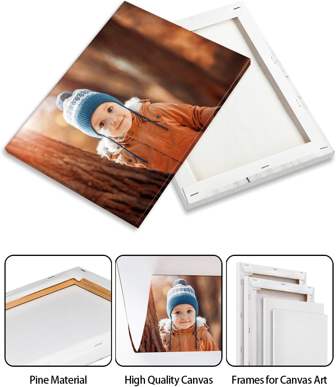 AbcCustomize Canvas Prints with Your Photos, Personalized Photo To Canvas Print for Bedroom, Living Room, Farmhouse Office Decor,Custom Canvas Wall Art for Gifts & Keepsakes, Ready to Hang