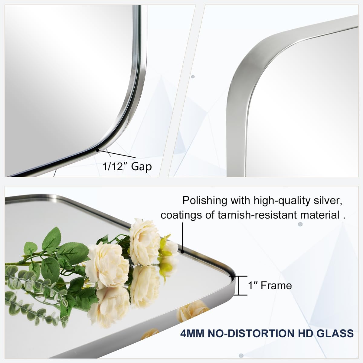 ANDY STAR Chrome Bathroom Mirror, 28x36 Inch Stainless Steel Metal Frame Oblong Bathroom Mirror for Vanity, 1’’ Deep Wall Mounted Vertically/Horizontal