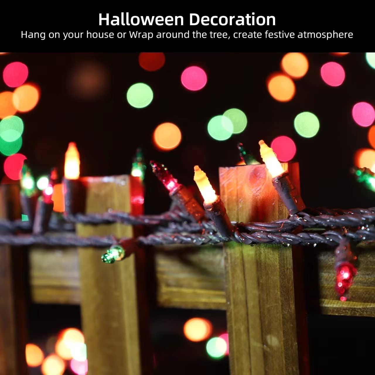 Brown Wire,Multicolor,Incandescent Bulb 100 Mini String Lights for Indoor Halloween Tree Home Garland Birthday Wedding Party Festival Decoration