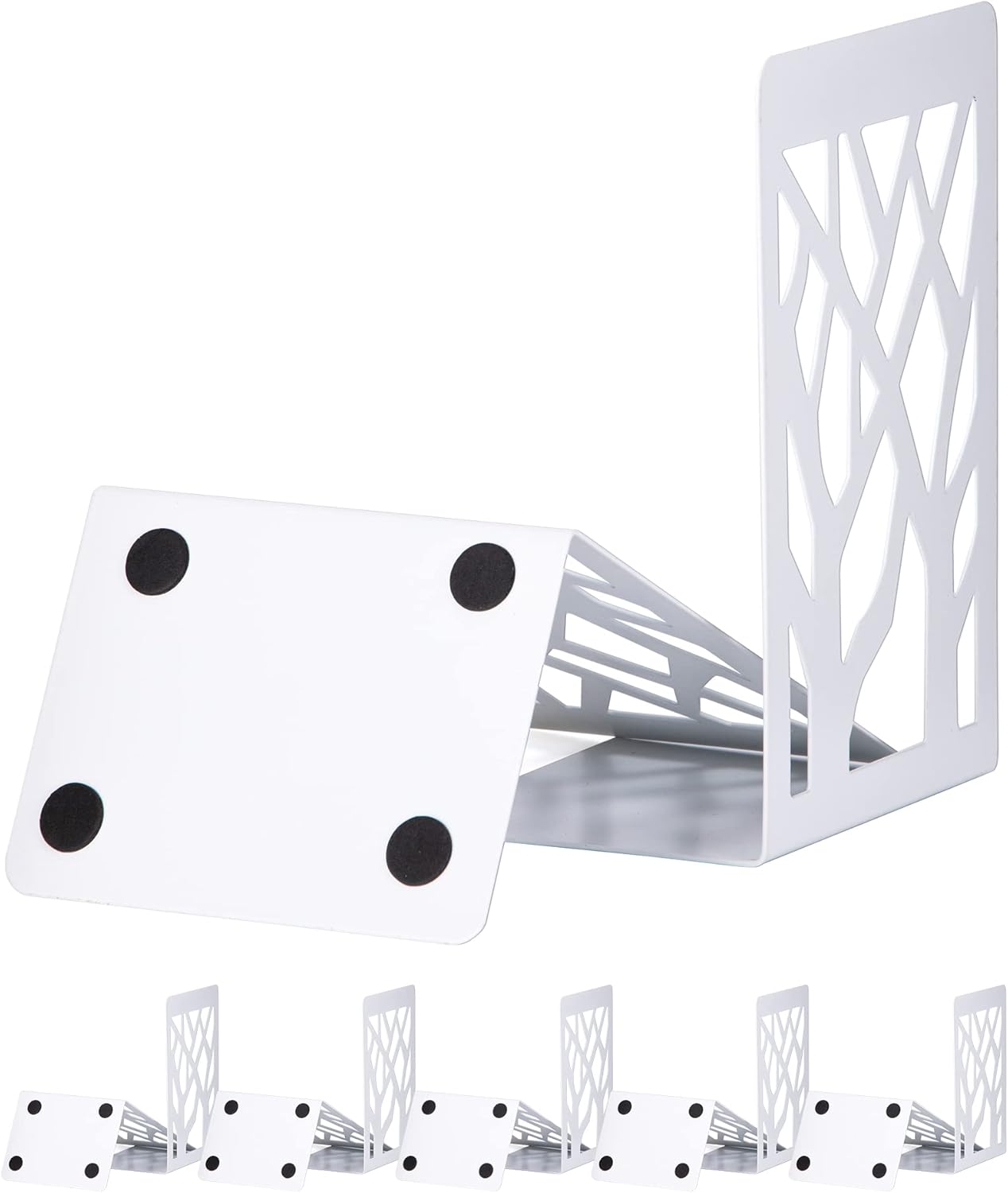 Book Ends, Bookends, Bookends for Shelves, Bookend, Book Ends for Heavy Books, White Metal Book Shelf Holder Home Decorative, Book Stoppers for Shelves, Bookend Supports 6 Pair