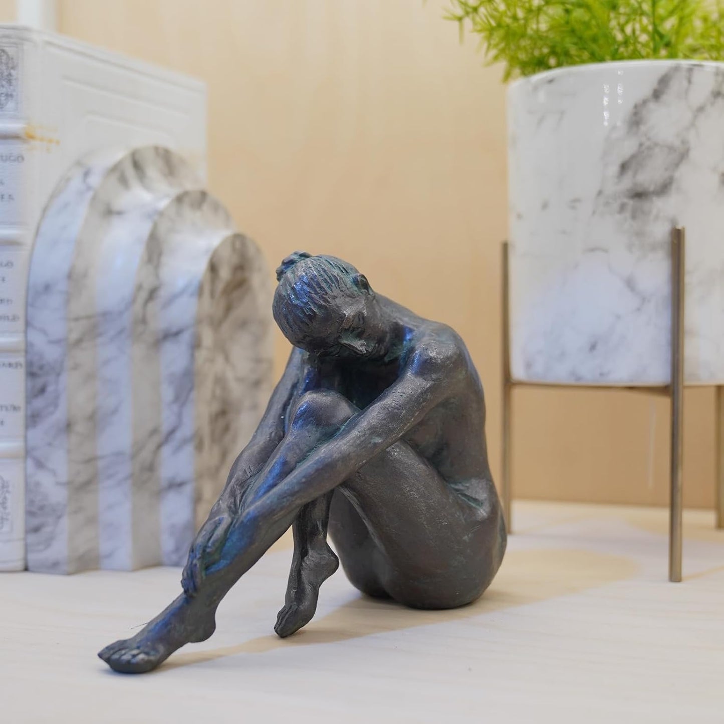 Guichifun Yoga Dancer Statue Home Decoration - Resin Bronze Sculpture Modern Creative Home Garden Statue Handicrafts Art Ware Décor Office Room or Outdoor Gifts 7.8 x 3 x 5.8 Inch