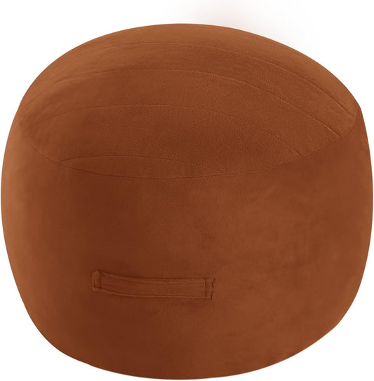 MeMoreCool Round Stuffed Pouf Ottoman Foot Rest, Floor Pouf Foot Stool with Soft Foam Chunk Filling, Small Round Ottoman Footstool Circle Footrest for Living Room, Coffee