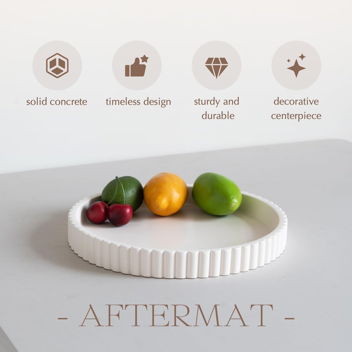 Decorative Tray for Coffee Table, Living Room, Side Table, 2 Packs 11" White Round Concrete Home Decor Serving Trays for Accent Table, Console Table