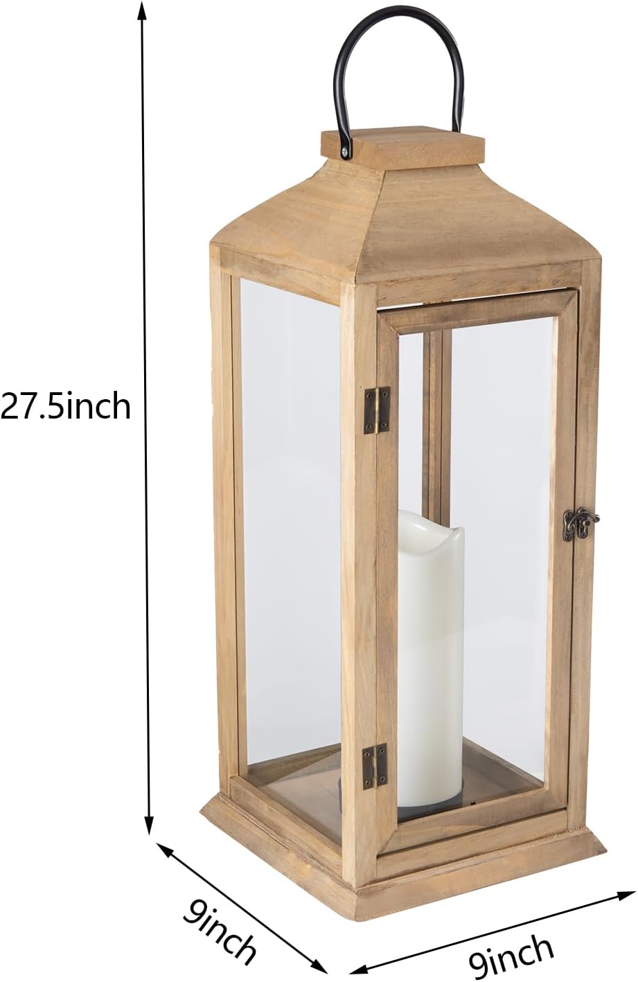 Bdor 2 Pack Lanterns Decorative - 27.5in New Zealand Pine Lanterns Decorative with Flameless Pillar Candles, Decorative Lanterns for Home Decor, Indoor Outdoor, Front Porch, Garden, Farmhouse Style