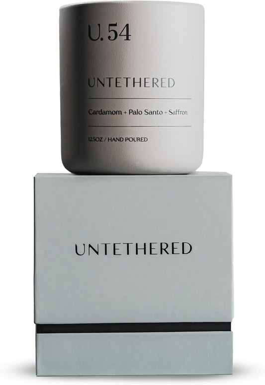 U.54 Luxury Scented Candle – Cardamom, Palo Santo & Amber | Hand-Poured in USA w/ 100% Natural Coconut & Apricot Wax | Double Wick, Long-Lasting Aromatherapy Candle for Home, Gift & Relaxing (12.5 oz)