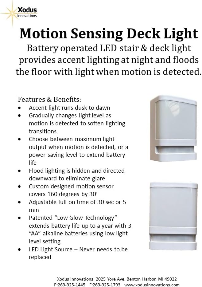 BL615-3 Battery Operated Motion Activated LED Deck and Stair Light, Outdoor or Indoor Use, Weather Resistant, White