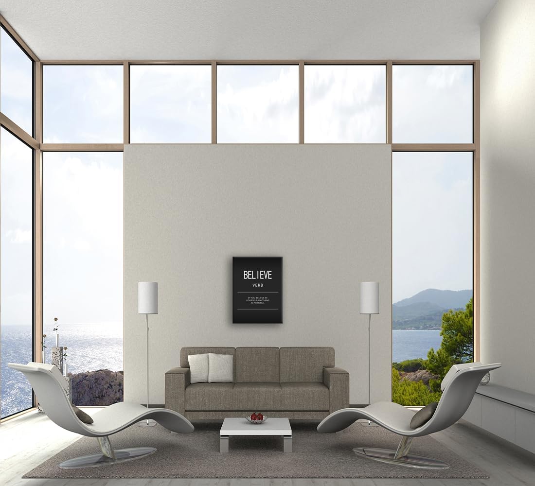 Believe Verb Motivational Quotes Canvas Wall Art Inspirational Positive Poster Print Inspiring Picture Painting Framed Artwork for Office Gym Living Room Wall Decor Ready to Hang[30" W X 40" H]