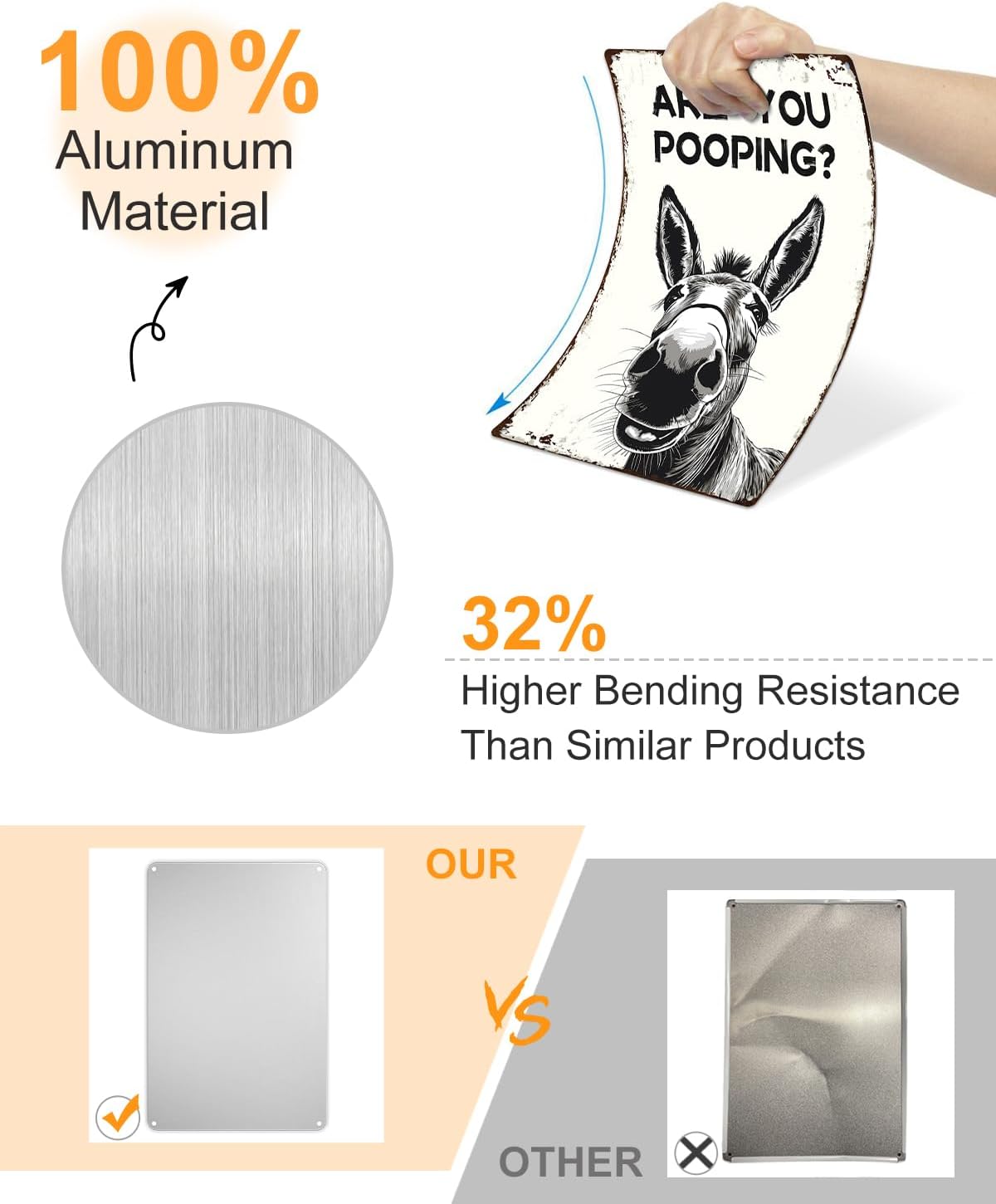 ALKB Funny Donkey Are You Pooping Metal Signs Vintage Farmhouse Bathroom Wall Decor Donkey Lovers Gift 8 x 12 Inch