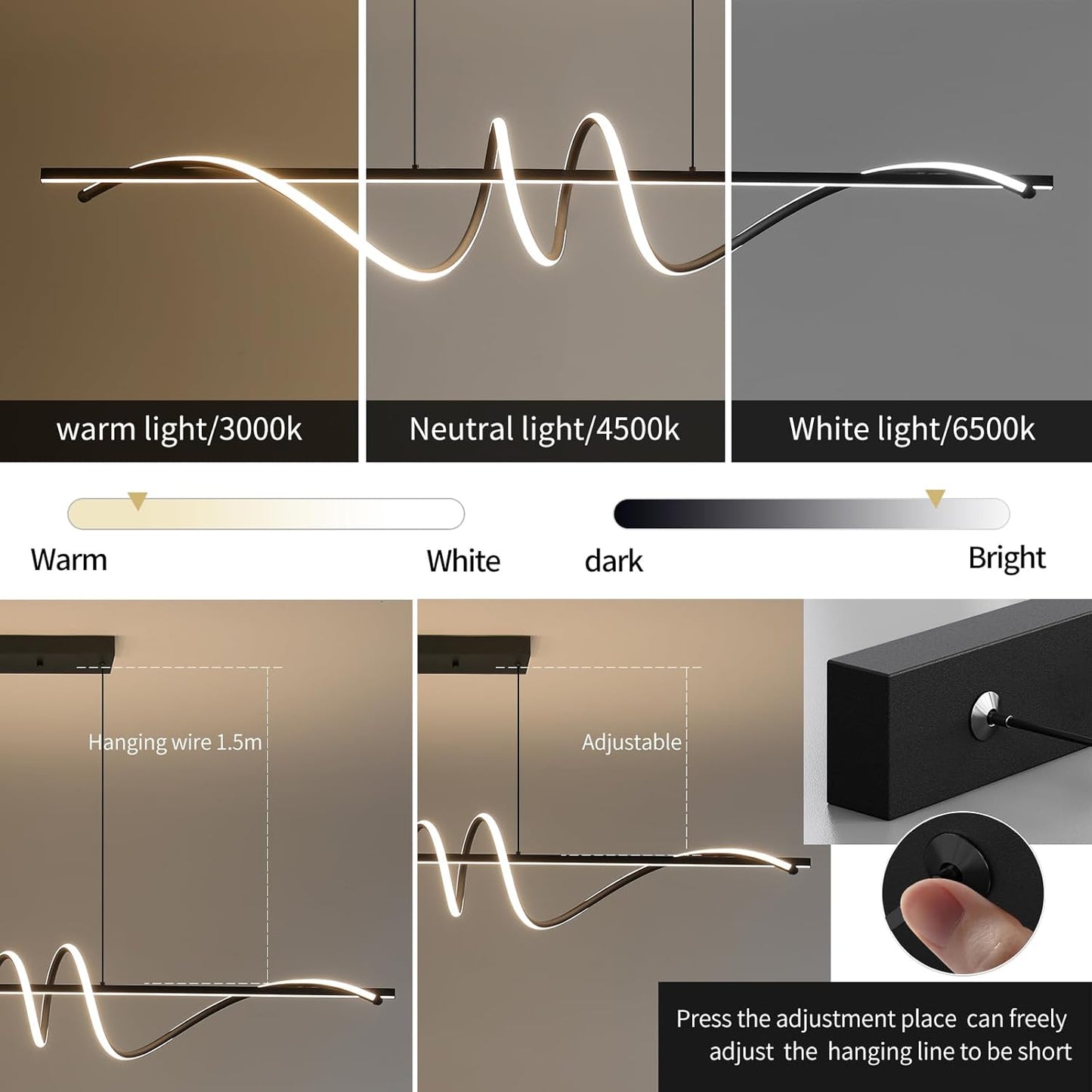 Modern Chandelier, Dimmable LED Pendant Light, Ring Chandelier for Living Room, Dining Room, Kitchen, Bedroom
