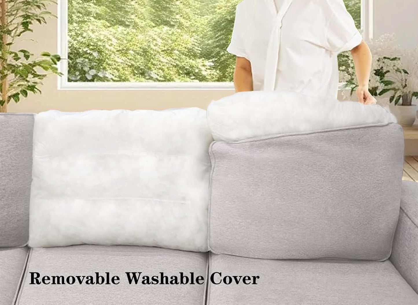 L Lengend Vansen Modular Sectional Sofa U Shaped Couch with Ottoman Modern Reversible Corner Sectional Couch for Living Room (Light Grey, 2+3)