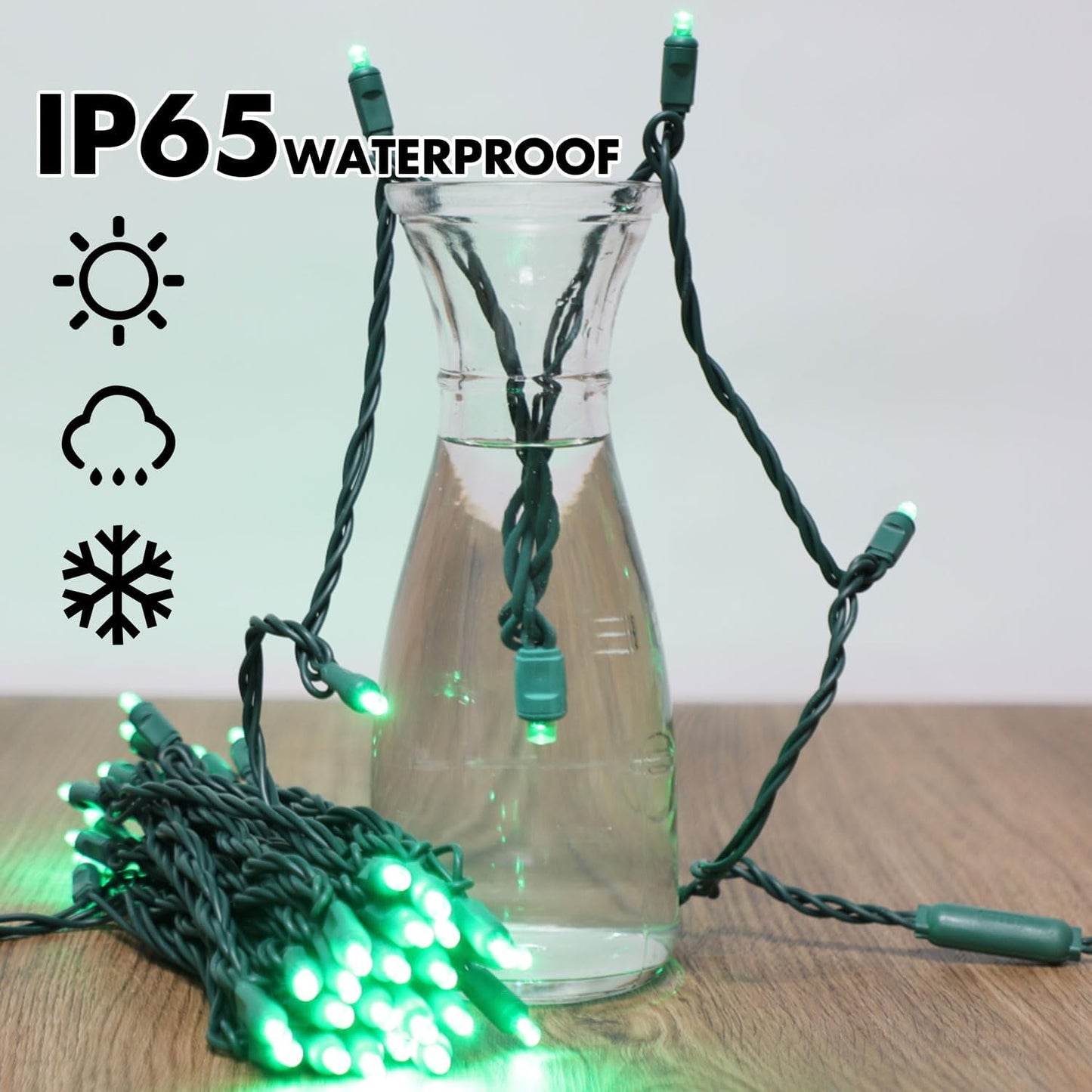 1200LED (24pk of 50L) String Lights, LED Christmas Lights, 6" SPACING,Green Wire, Green