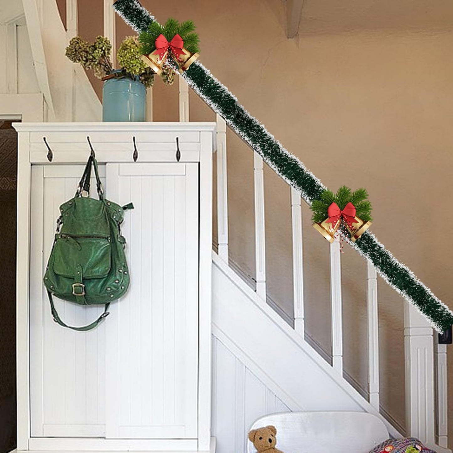 50 FT/15M Long Dark White Artificial Christmas Tinsel Garland Decorations DIY for Xmas Tree,Fireplace Mantel,Stairs Railing Outdoor Indoor Holiday Decor