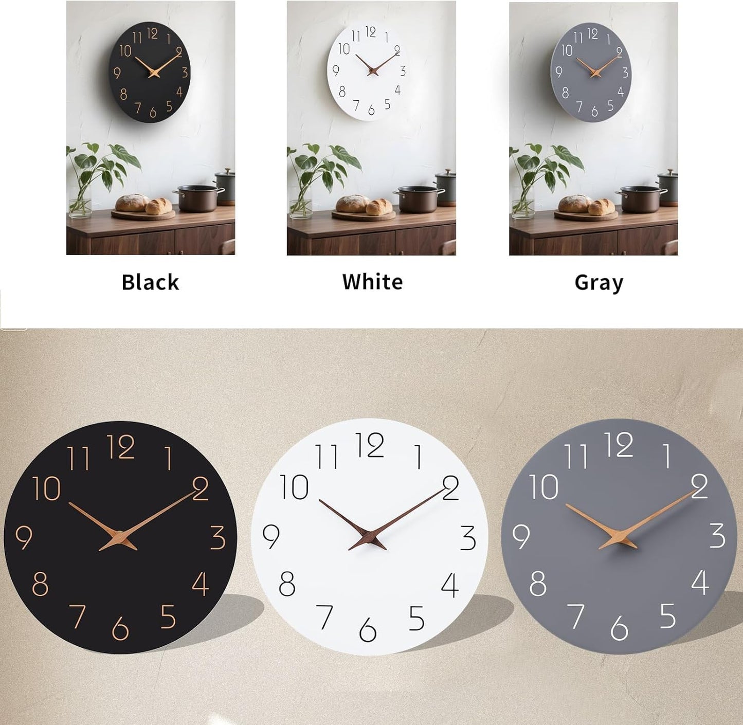 Mosewa Large Wall Clock Battery Operated 16 Inch White Silent Non Ticking Simple Minimalist Clock Decorative for Kitchen Home Bedroom Living Room Office