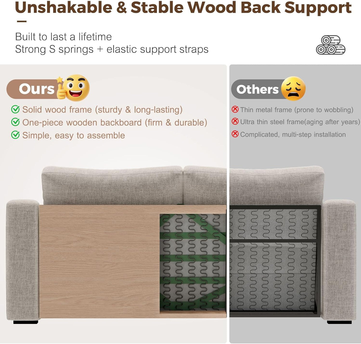 112" L Shaped Sectional Sofa with Detachable Sofa Cover, Reversible Sectional Modular Couch for Living Room, Linen Fabric Corner Couch with 7 Seats, Oatmeal