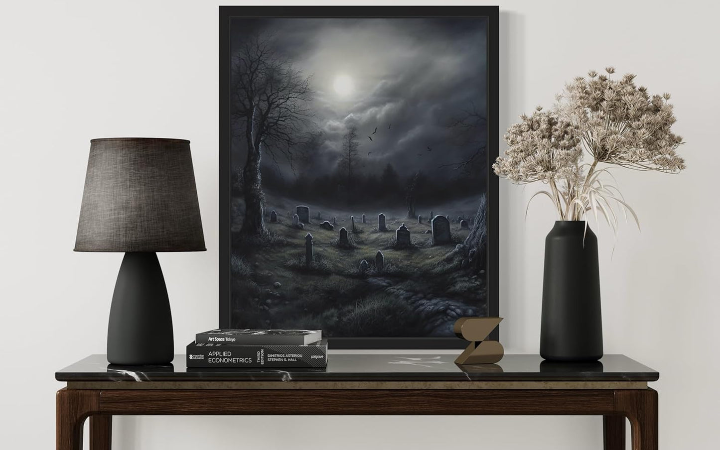 Gothic Graveyard Poster Art Print, Halloween Scary Vintage Wall Art Academia Spooky Painting Decoration for Horror Prints, Posters Bedroom Decor 89 (Gothic Graveyard, 11 x 14 inches, Unframed)