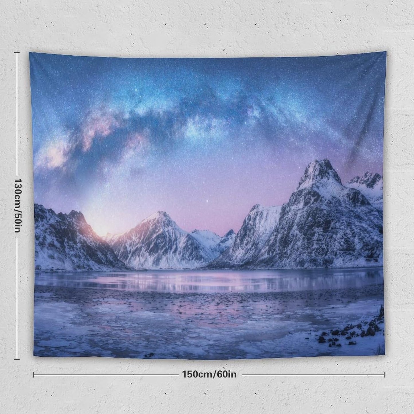 HZOHNAGO Mountain Tapestry Aurora Snow Mountain Sunset Pattern Printed Wall Tapestry Wall Hanging for Bedroom Living Room Dorm 60" W x 50" H
