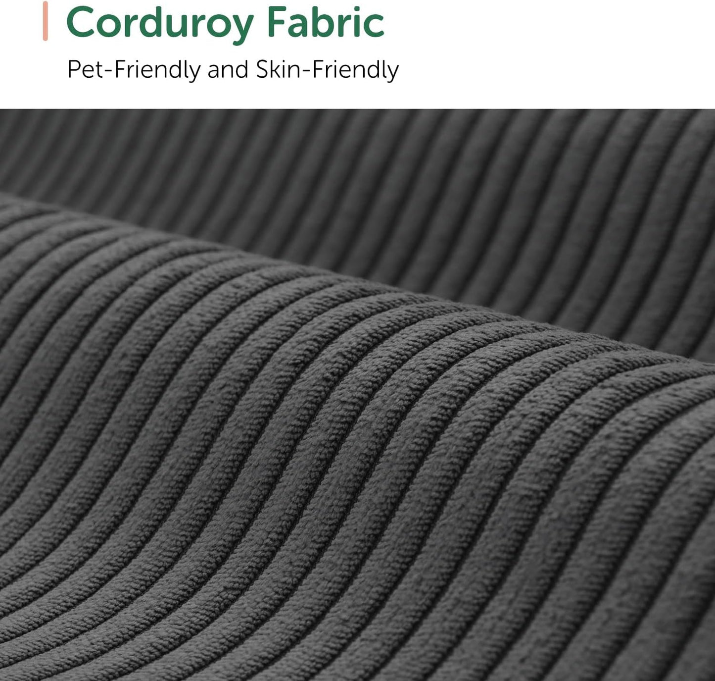 HONBAY Corduroy Modular Sectional Couch with Storage L-Shaped Sectional Couches for Living Room 6 Seater Modular Sofa, Dark Gray