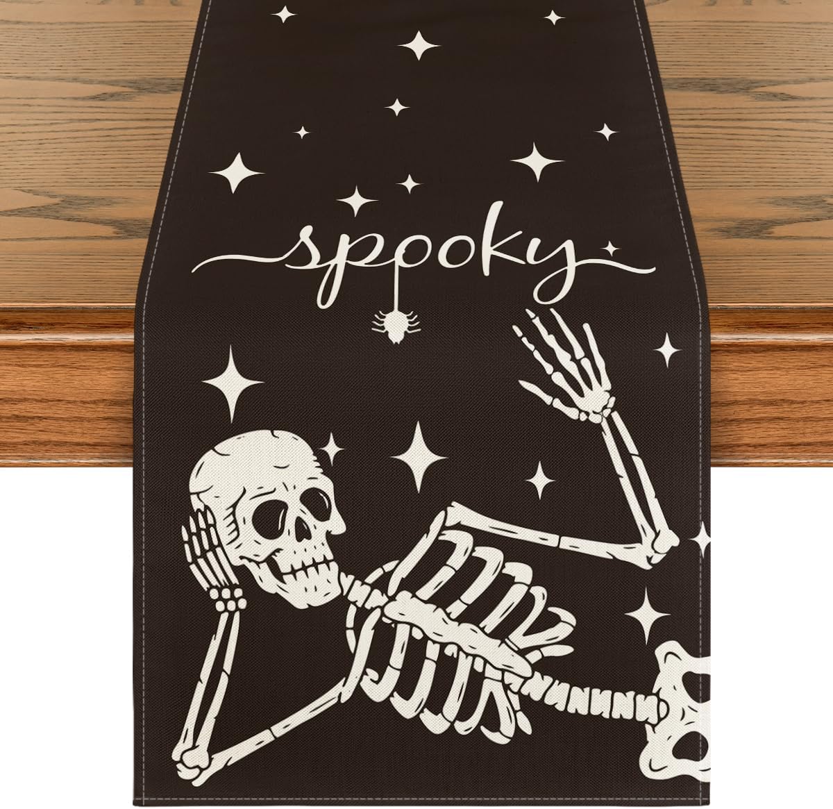 Artoid Mode Spooky Skeleton Spider Bone Halloween Table Runner, Holiday Kitchen Dining Table Decoration for Home Party Decor 13 x 108 Inch