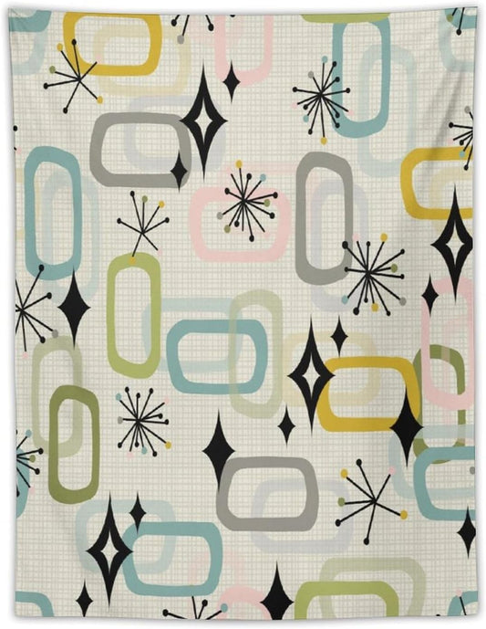 ICMOLYYENLO Boho Medieval Cat Tapestry, Abstract Atomic Starburst Geometric Aesthetic Art Wall Hanging For Bedroom Living Room Dormitory 30x40 Inches