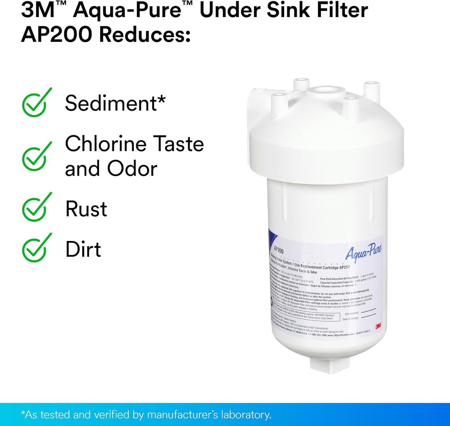 3M Aqua-Pure Under Sink Replacement Water Filter Cartridge AP217, for use in AP200 System (2-pack)