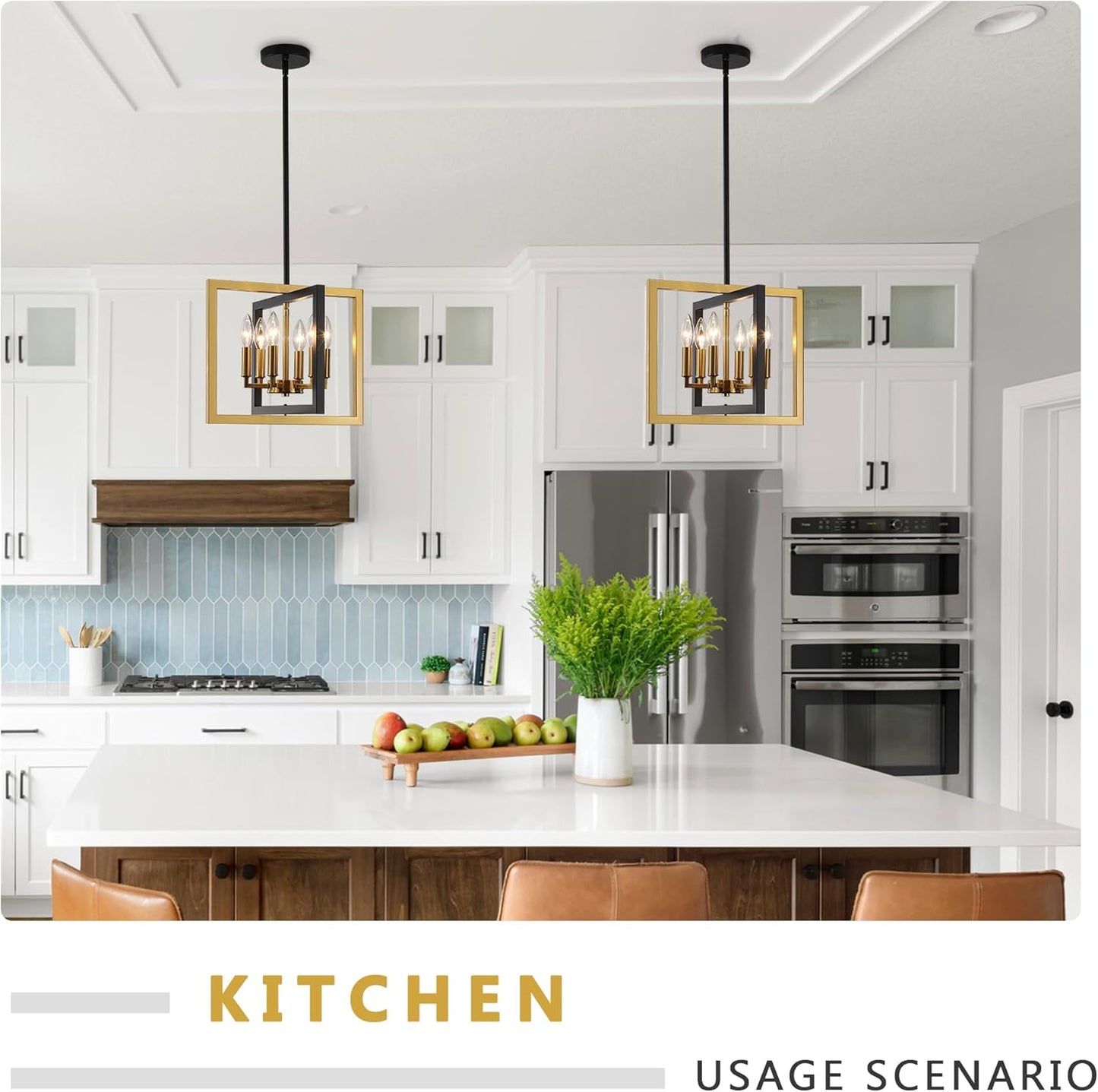 ANKYLHUA Small Black Gold Chandelier,6-Lights Ceiling Light Fixture E12,Adjustable Hight Pendant Lights Kitchen Island,Chandeliers for Dining Room Bedroom,Entryway,Foyer