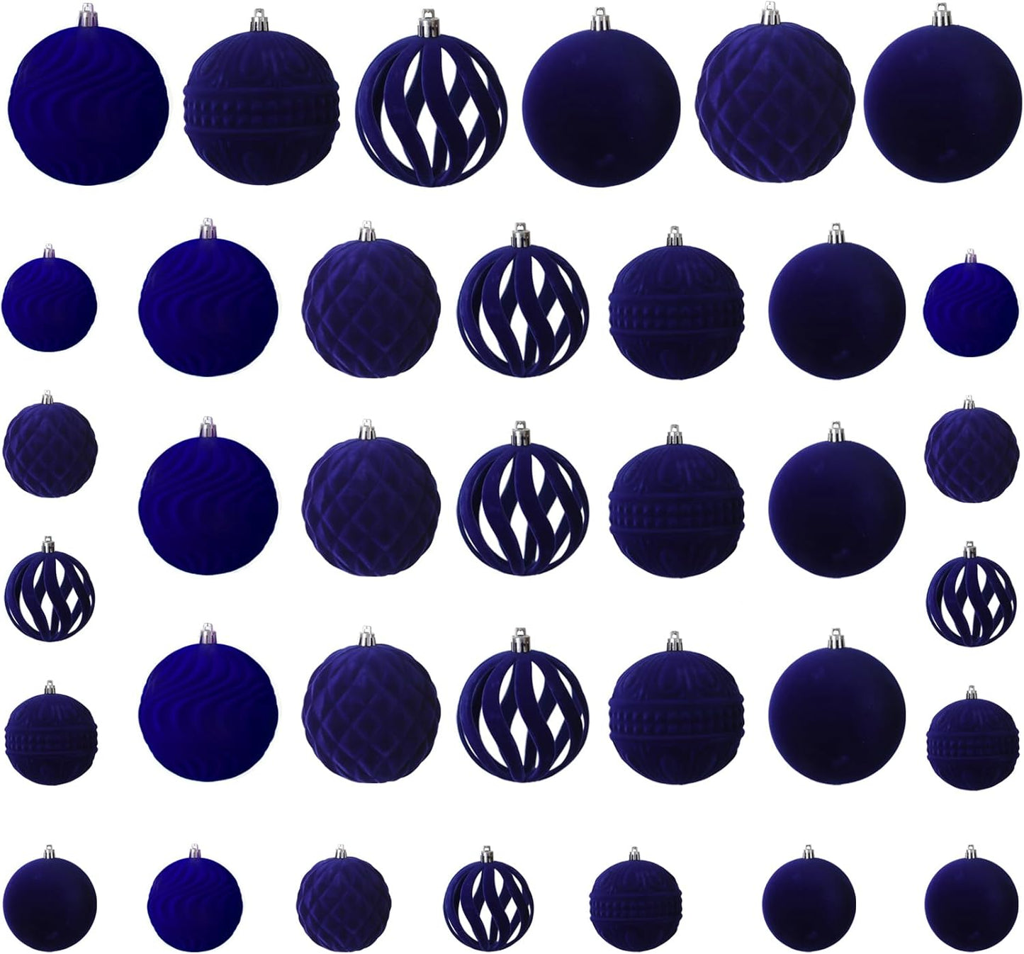 36pcs Velvet Christmas Ornaments, Flocked Christmas Balls Sets Assortment for Christmas Tree Holiday Decor