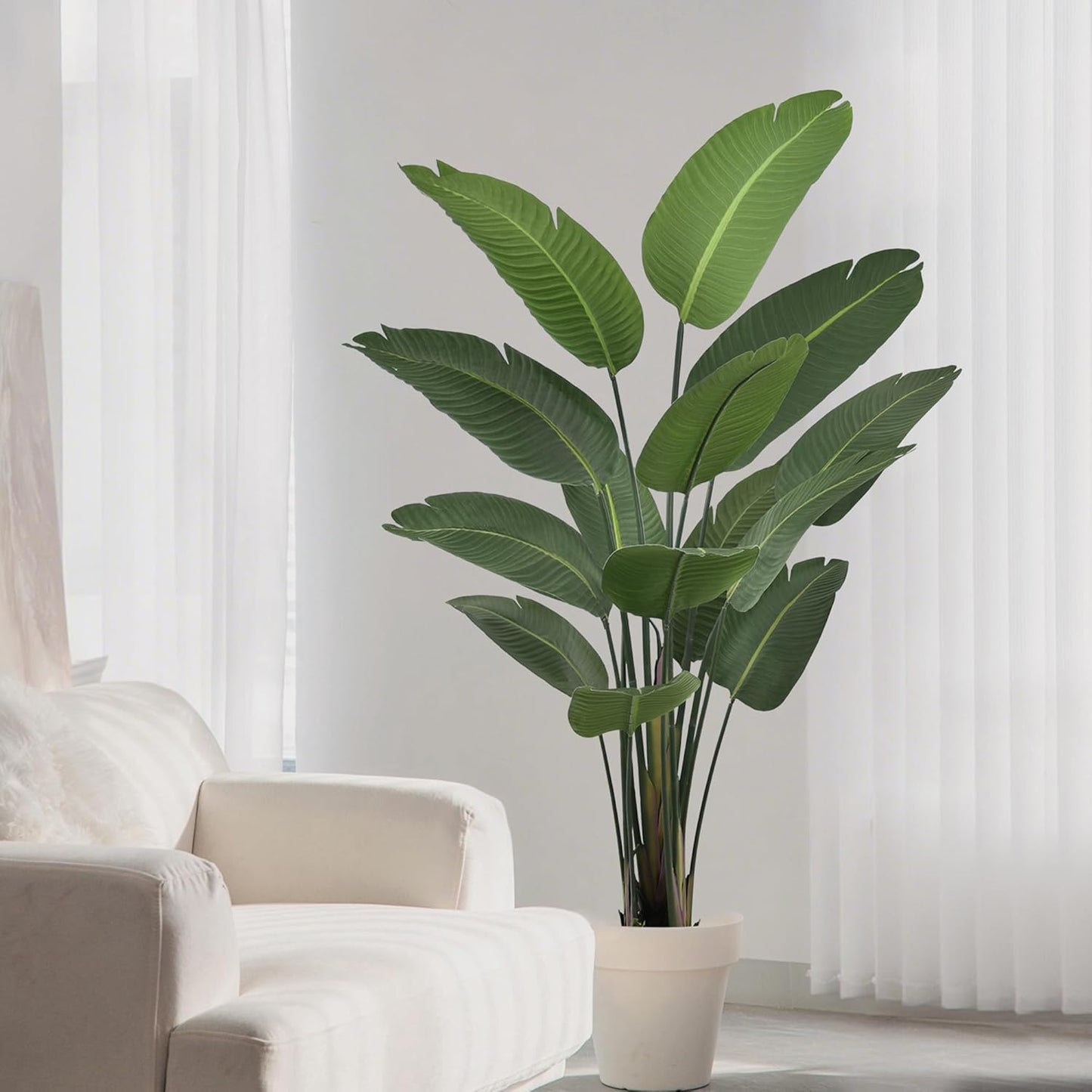 Artificial Bird of Paradise Plant 6ft Tall Fake Silk Banana Leaf Tropical Trees with 13 Leaves Faux Floor Plant for Home Decor Indoor