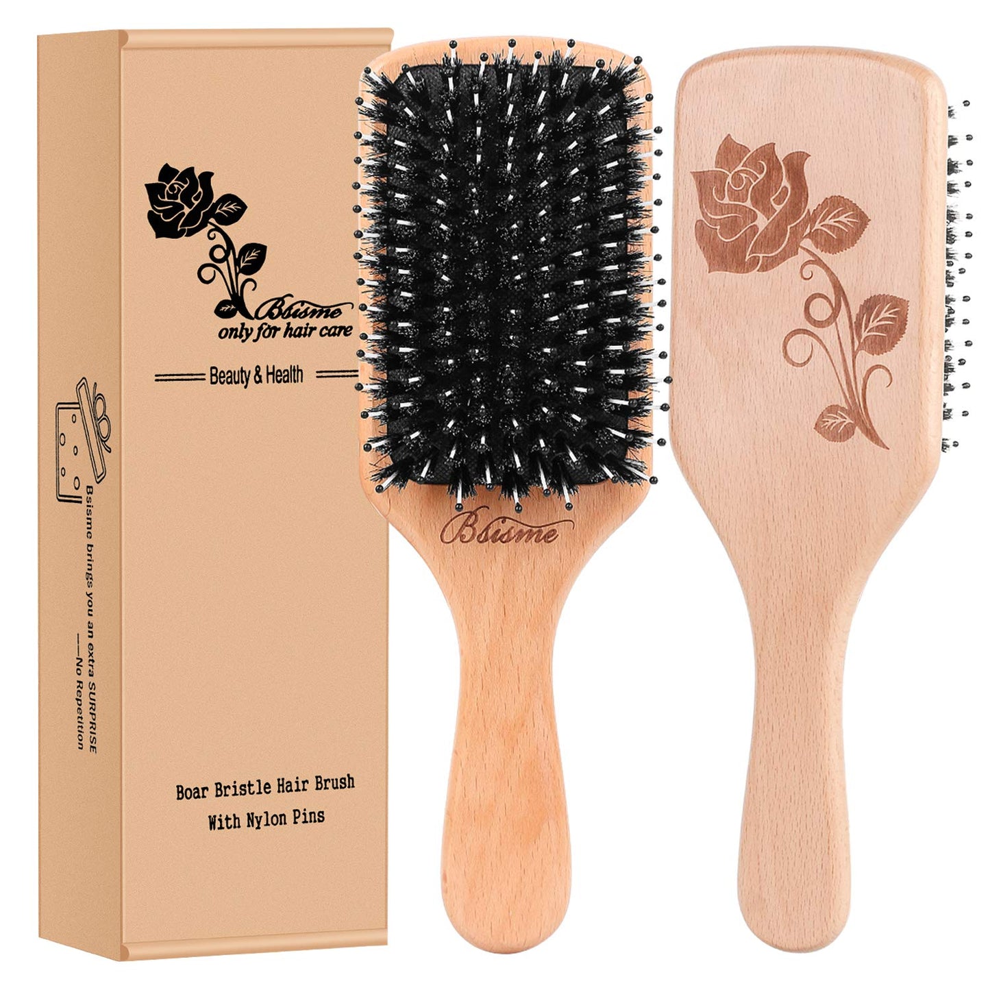 Hair Brush Boar Bristle Hair Brushes for Women Curly Hair, Best Paddle Detangling Brush Detangler for Girls Kids,Smooth Hair Add Shine