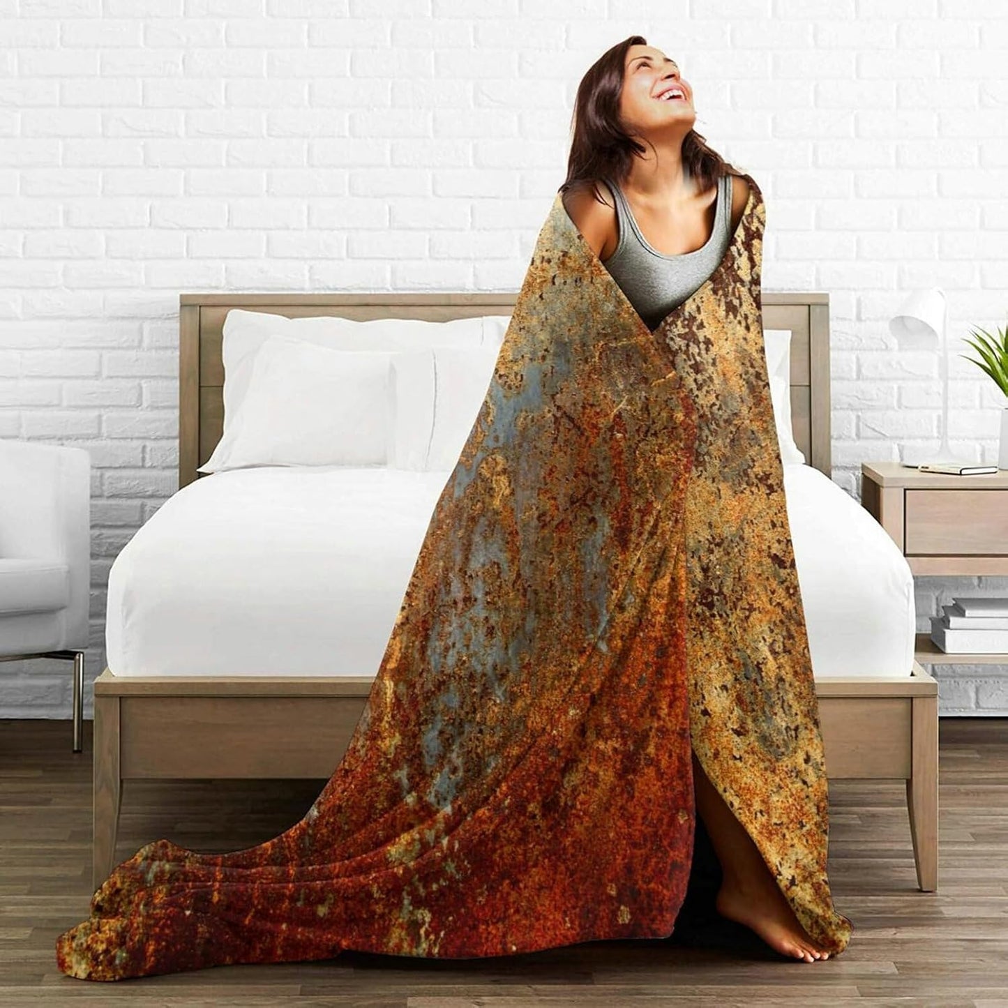 HGOD DESIGNS Brown Rust Colorful Metal Rusty Steel Iron Structure Blanket Throw Blanket Soft Comfortable for Sofa Chair Bed Office 50" x60