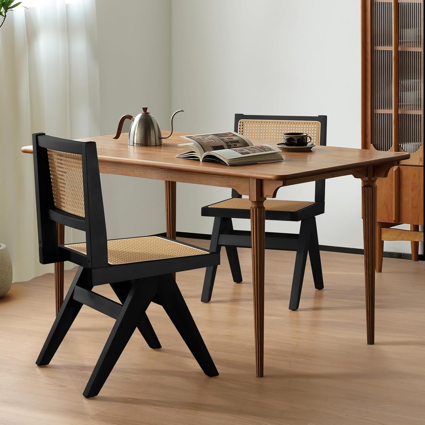 Black Modern Dining Chairs Set of 4 Kitchen Chairs Armless, Sillas de Comedor Modernas