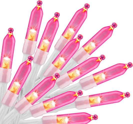 Battery Operated Christmas String Lights, 8ft 20 LED Mini Lights with Timer, Christmas Tree Lights for Indoor Outdoor Bedroom Wedding Party Holiday Xmas Decoration，Pink