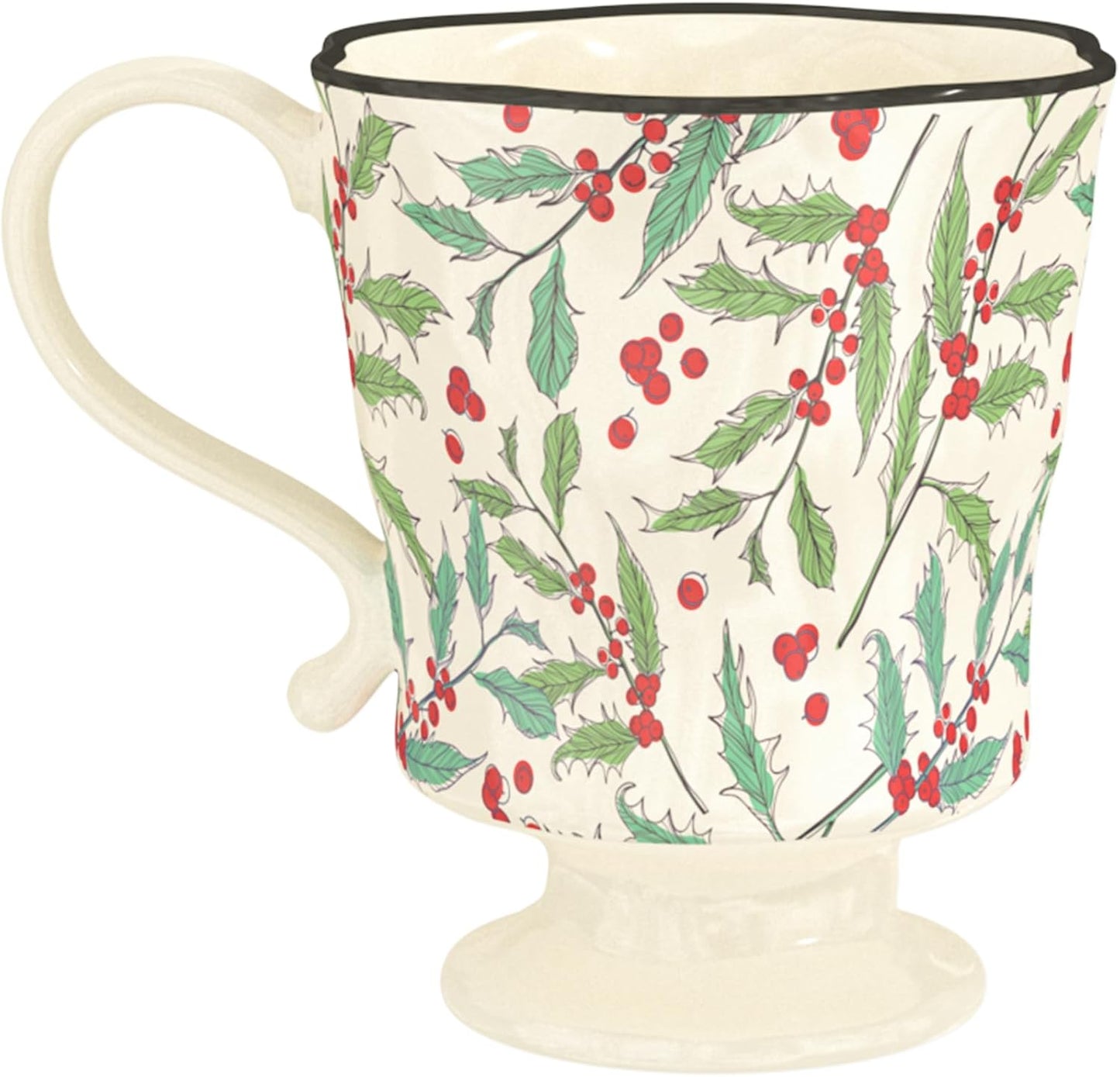 360ml -12.17oz Painted Cherry Fruit Ceramic Mug - Cute irish Coffee Glasses for Latte, Espresso - Gift for Women, Dishwasher Safe