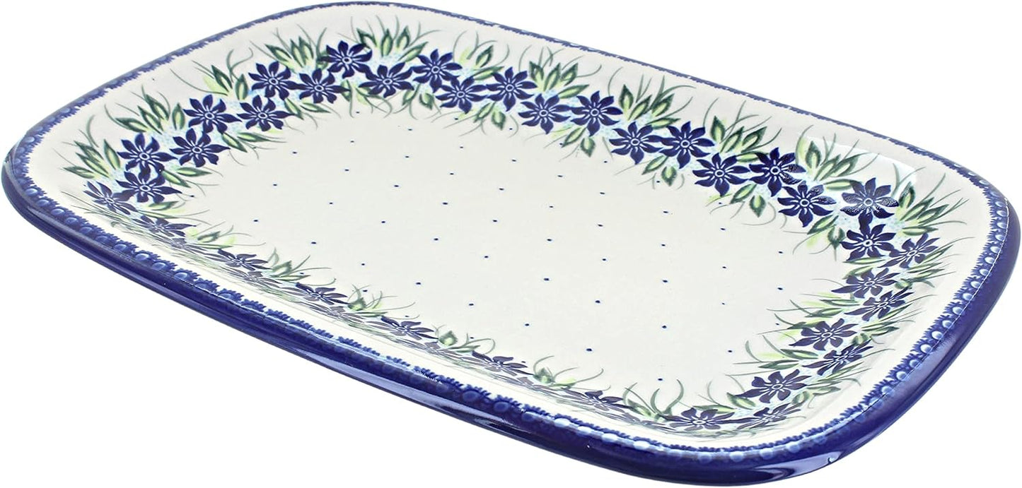 Blue Rose Polish Pottery Sierra Large Rectangular Serving Platter