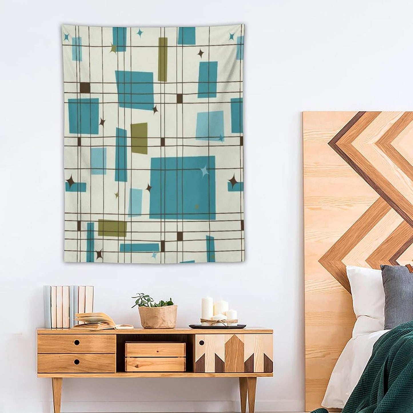 ICMOLYYENLO Boho Medieval Cat Tapestry, Abstract Atomic Starburst Geometric Aesthetic Art Wall Hanging For Bedroom Living Room Dormitory 60x80 Inches