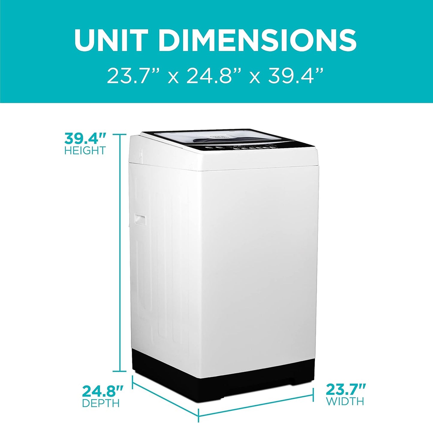 BLACK+DECKER 3.0 Cu. Ft. Portable Washer, 26.5 lb. Capacity Washing Machine, 6 Cycles, Quick Connect Sink Adapter and Drain Hose Included, Transparent Lid & LED Display, BPW30MW, White