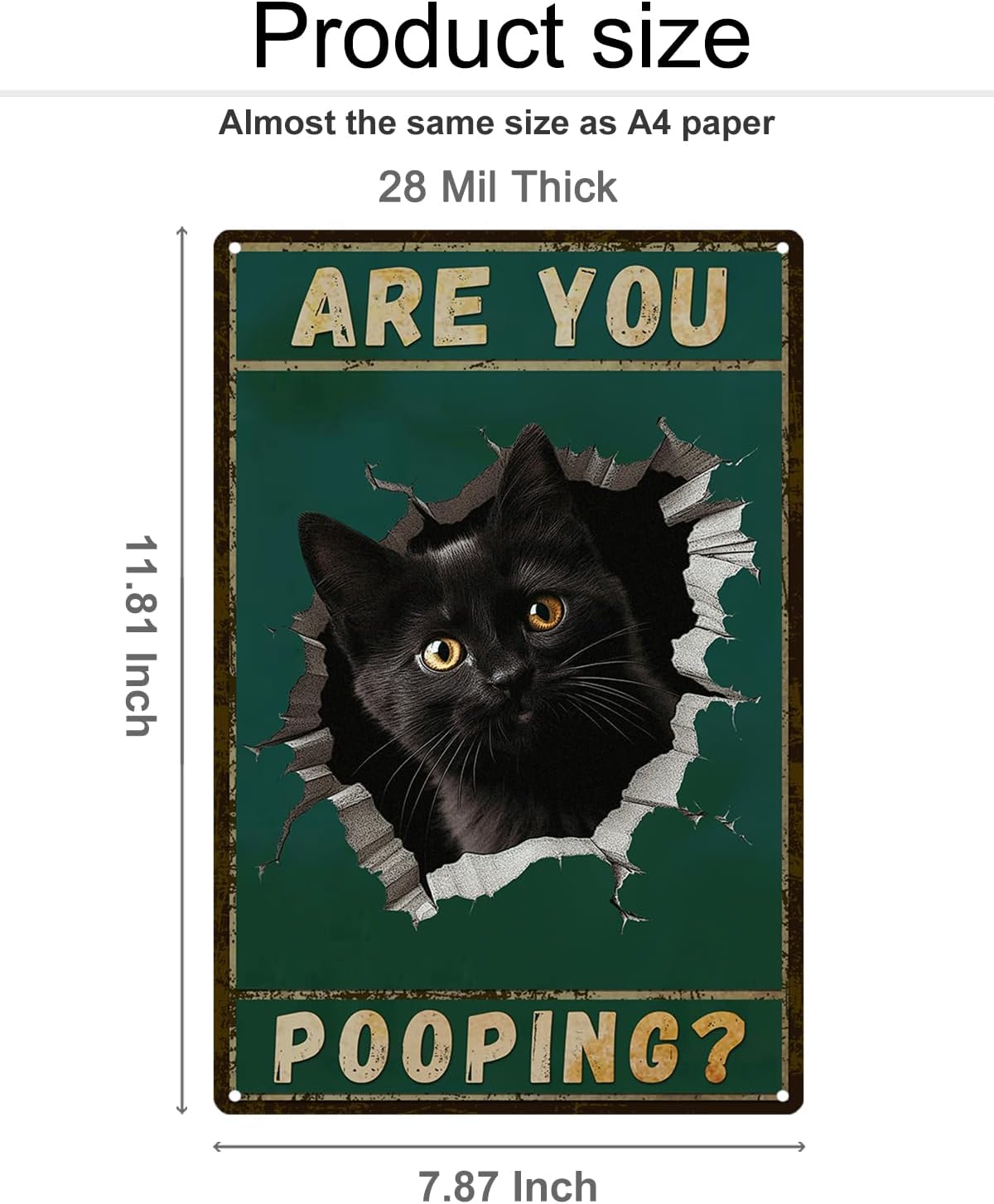 ALKB Are You Pooping Signs Funny Black Cat Sign for Bathroom Wall Decor, Vintage Cat Gift 8 x 12 Inch