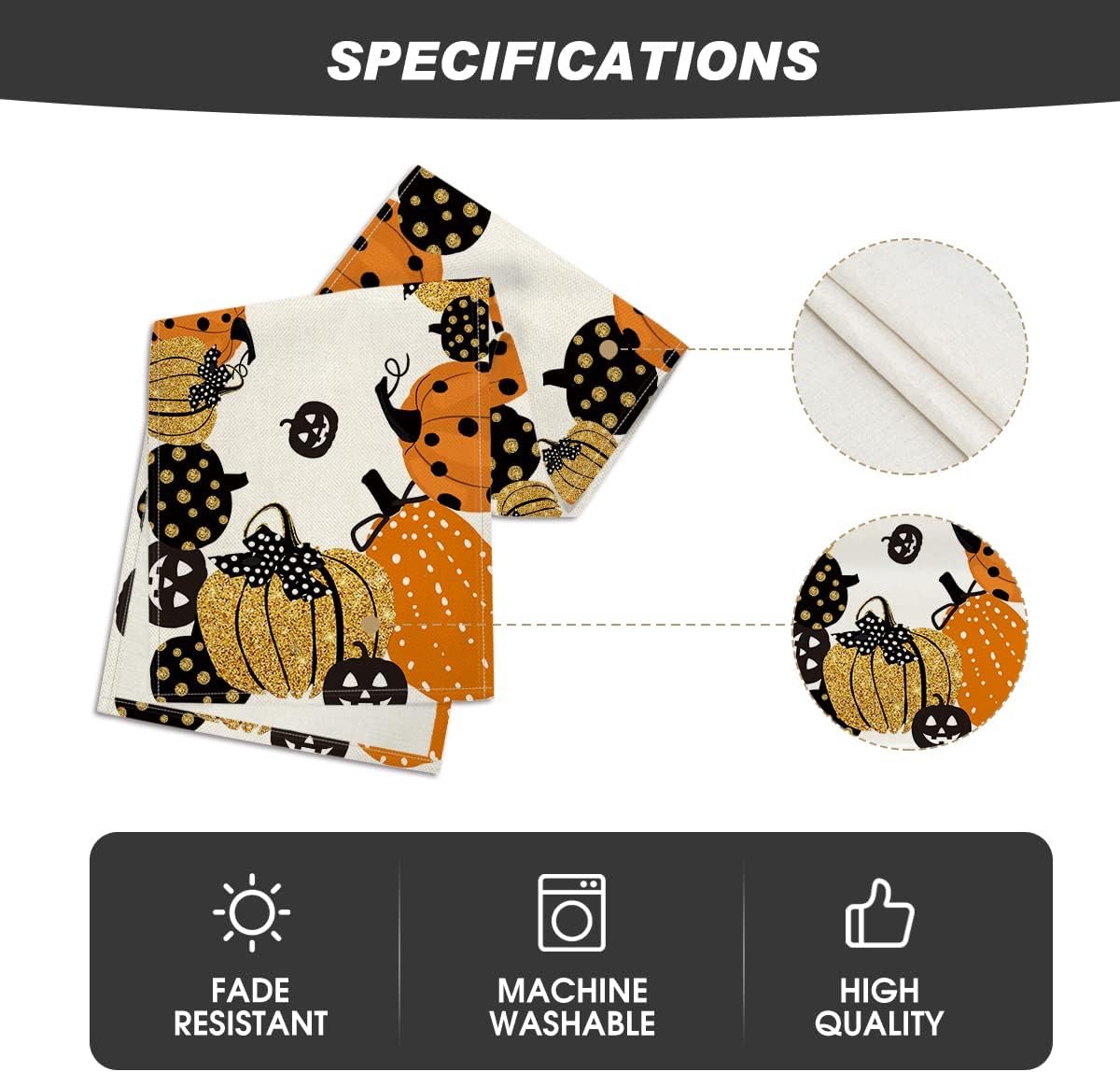 Artoid Mode Halloween Jack-O-Lantern Pumpkin Table Runner, Holiday Kitchen Dining Table Decoration for Indoor Outdoor Home Party Decor 13 x 72 Inch