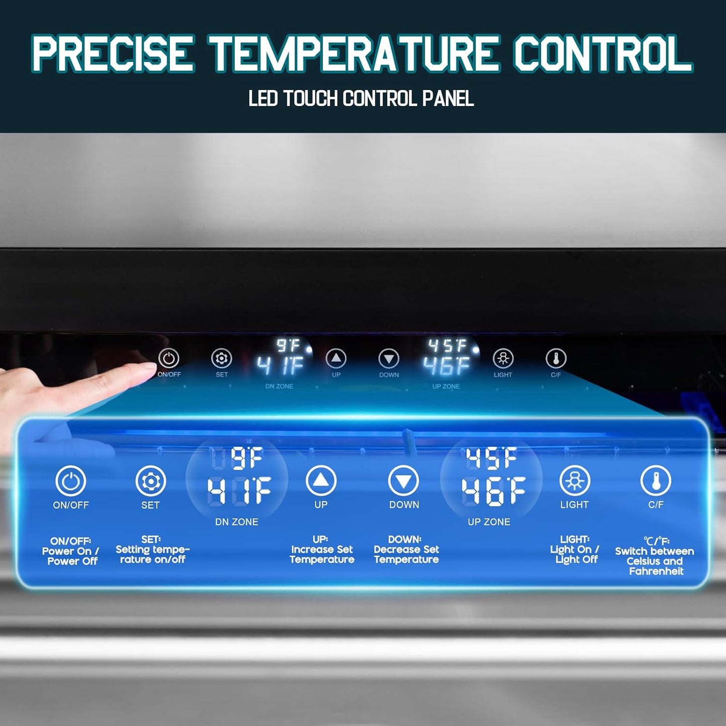 Albott 24 Inch Under Counter Drawer Fridge – Stainless Steel Dual-Zone Beverage Refrigerator with LED Touch Control, Adjustable Storage, Frost-Free, Low Noise, 37℉-50℉, -0.4℉ to 37℉