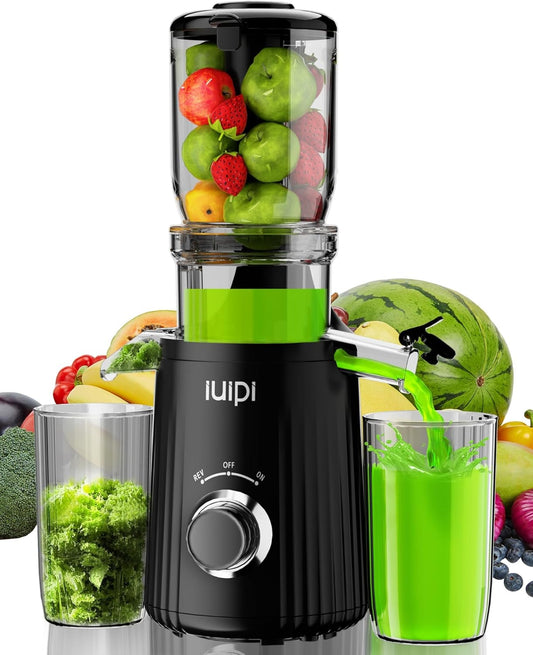 Cold Press Juicer, Slow Masticating Juicer Machines for Whole Vegetable and Fruit, 4.3" Feed Chute, BPA Free, Quiet Easy Clean Juicer to Unlock Fresh & Nutritious Juices (Black)