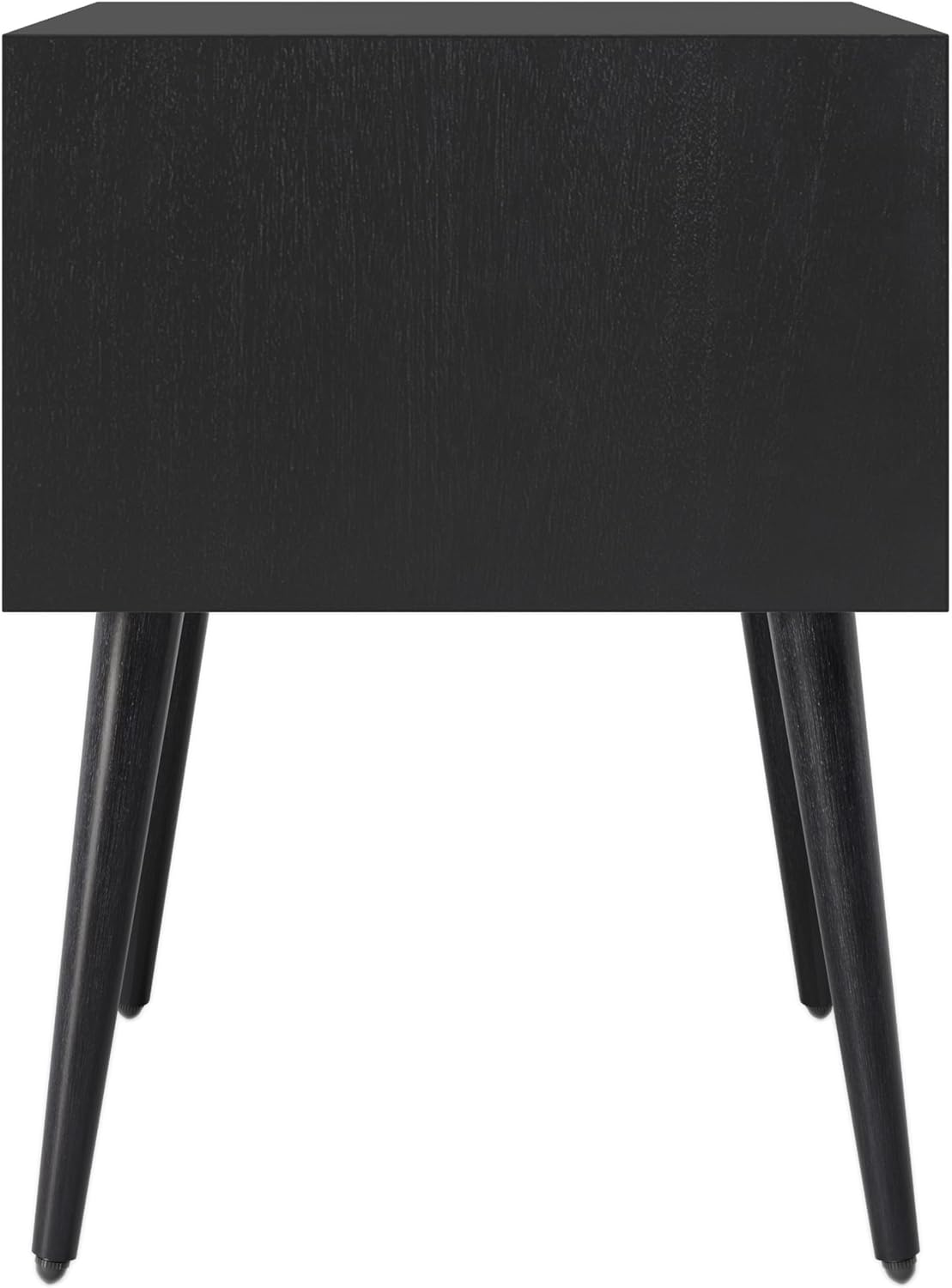 Christopher Knight Home Accent Bedside End Table, Acacia Wood Nightstand Side Table, Storage with 2 Drawers, Mid-Century Nightstand with Solid Wood Leg for Bedroom Dorm and Small Space, Black