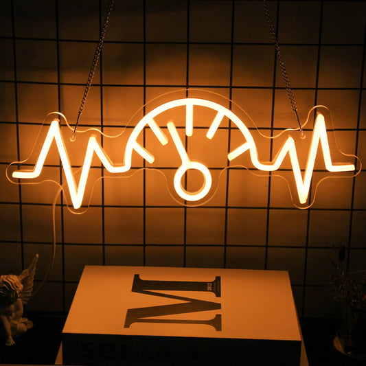 Car Dashboard Neon Sign Garage Neon Signs for Man Cave Automobile Speedometer Neon Light Orange LED Car Neon Lights Signs for Garage Man Cave Auto Repair Shop Game Room Party Decor